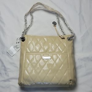 GRACE ADELE Alex Quilted Patent Bag Stone